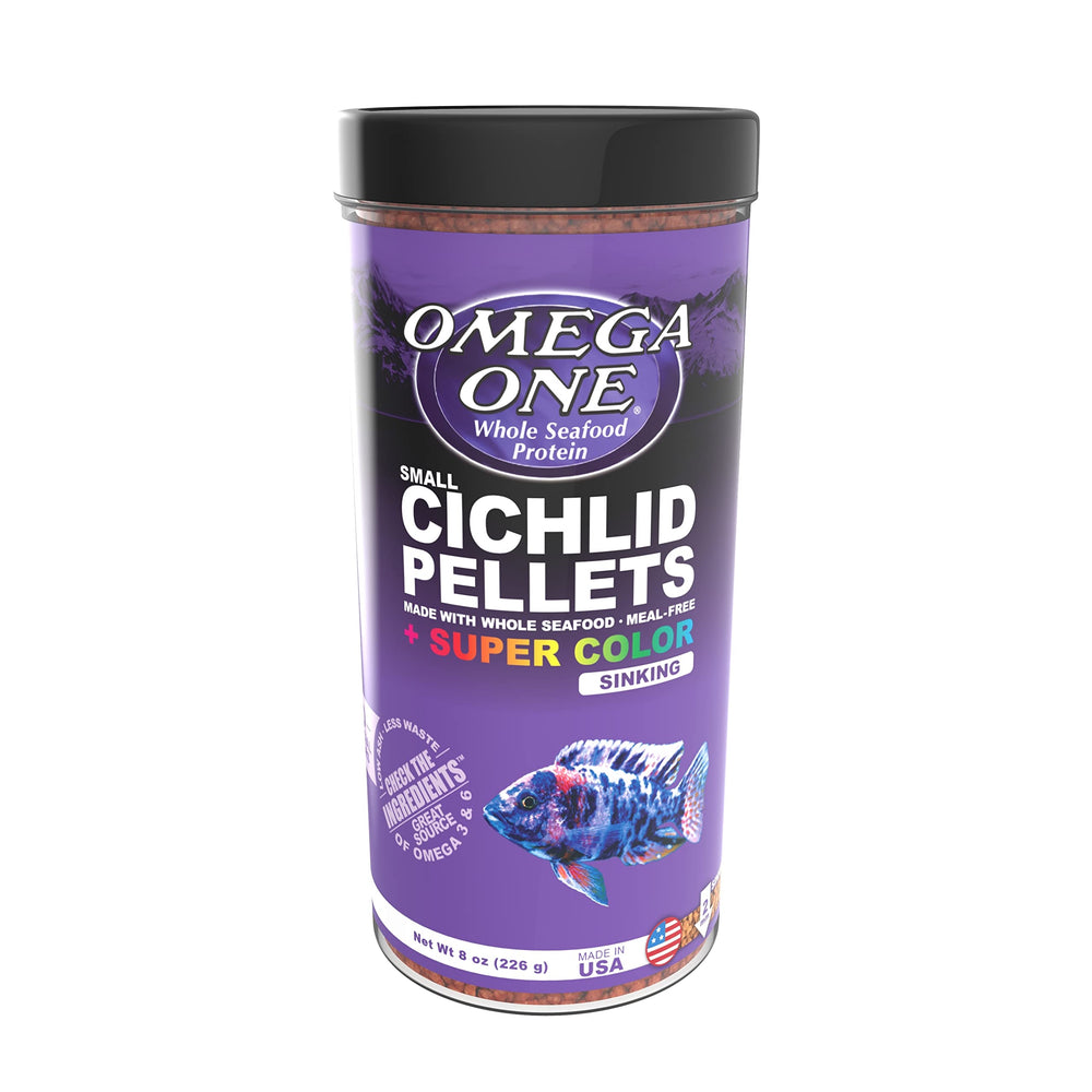 Omega One, emballage des granulés coulants pour cichlides, 2 mm, 8 oz, prêt à l’emploi
