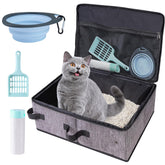 Ondware boîte litière voyage pour chat avec couvercle, pratique en voiture et en déplacement