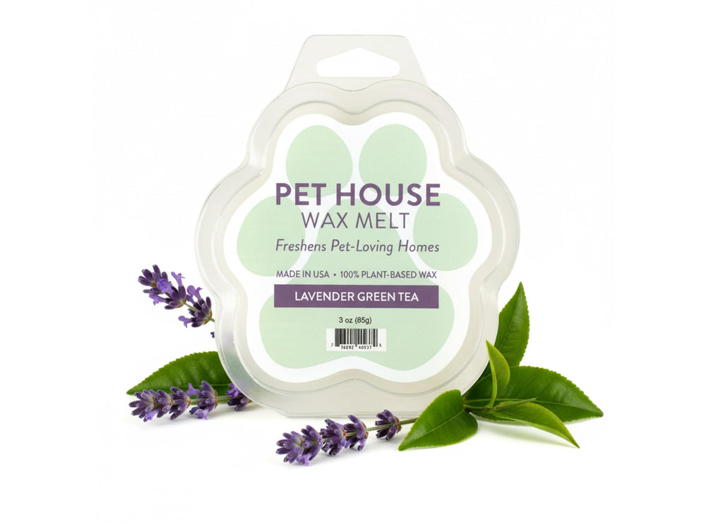 One Fur All Pet House lavande-thé-vert melts emballage clair et pratique
