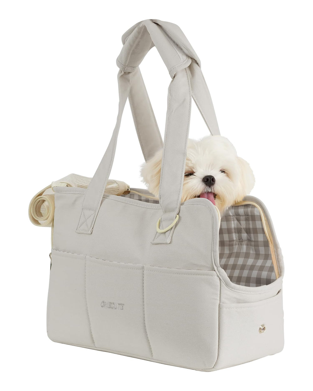ONECUTE sac-portage chien petit, poche mesh respirante pour un voyage confortable.
