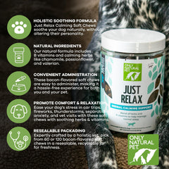 Ingrédients camomille et passiflore dans Just Relax pour chiens et chats.