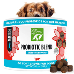 Only Natural Pet Probiotique boite 60 friandises molles pour chien et chat soutien digestif.