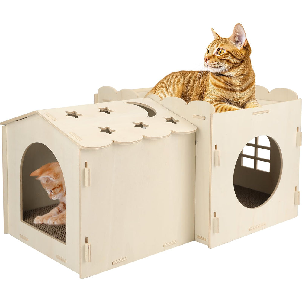 Oroonoko maison-chat à deux niveaux, vue générale, stabilité durable pour vos félins.