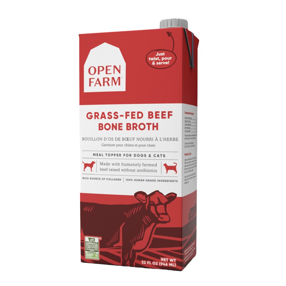 Open Farm bouillon d’os pour chaton dans bol, goût riche et hydratant.
