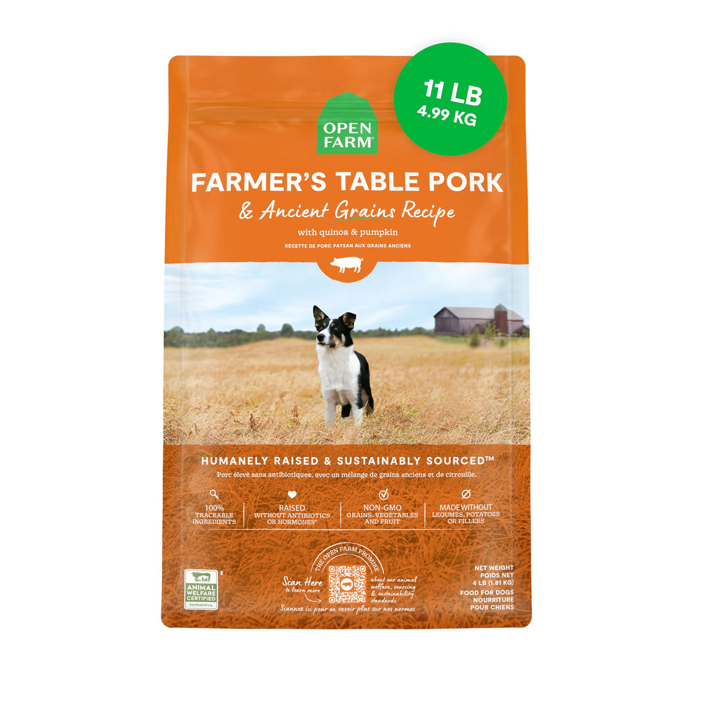 Open Farm croquettes grains anciens – sac 5 kg, repas riche en protéines pour chiens actifs.