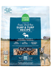 Open Farm emballage et étiquette montrant un sachet pratique et frais.