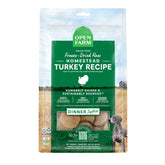 Open Farm patty dinde 95% viande, organes et os sur emballage pratique