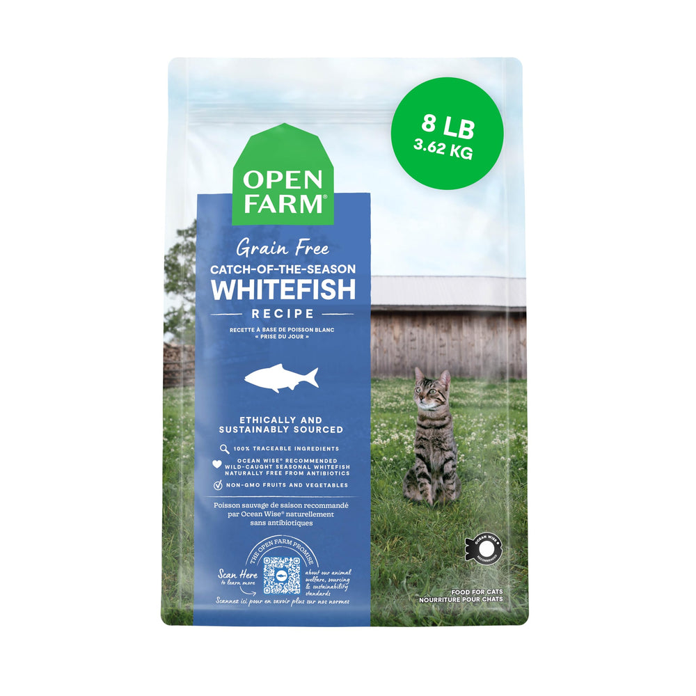 Open Farm poisson blanc de saison, sac 8 lb, poisson durable.