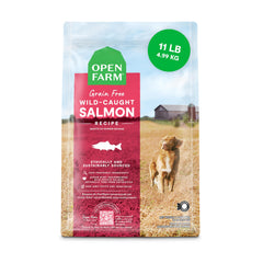 Open Farm: sac de croquettes saumon sans céréales, 11 lb, pratique et prêt à servir.