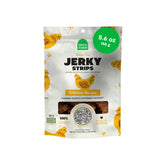 Open Farm sachet jerky poulet tendre prêt à être dégusté par votre chien.