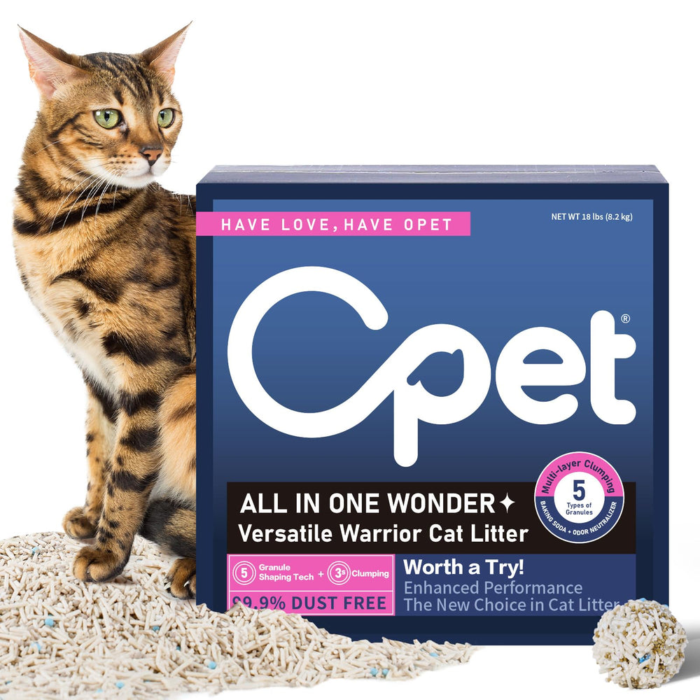 OPET litière tofu-chat-emballage : emballage pratique et écologique, prêt à utiliser.