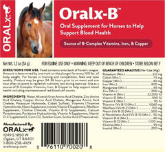 Oralx-B seringue dose rapide, administration simple pour les chevaux au travail.