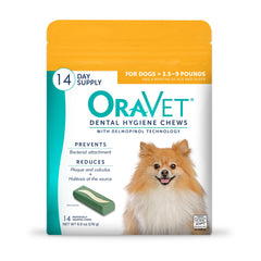 OraVet sachet jaune: friandises dentaires faciles à donner pour chiens.