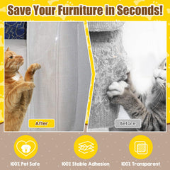 Orerered protection meubles chat transparente qui se fond avec le décor du salon.