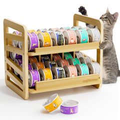 Organisateur de boîtes chat bambou roulant – vue d’ensemble pratique et stable.