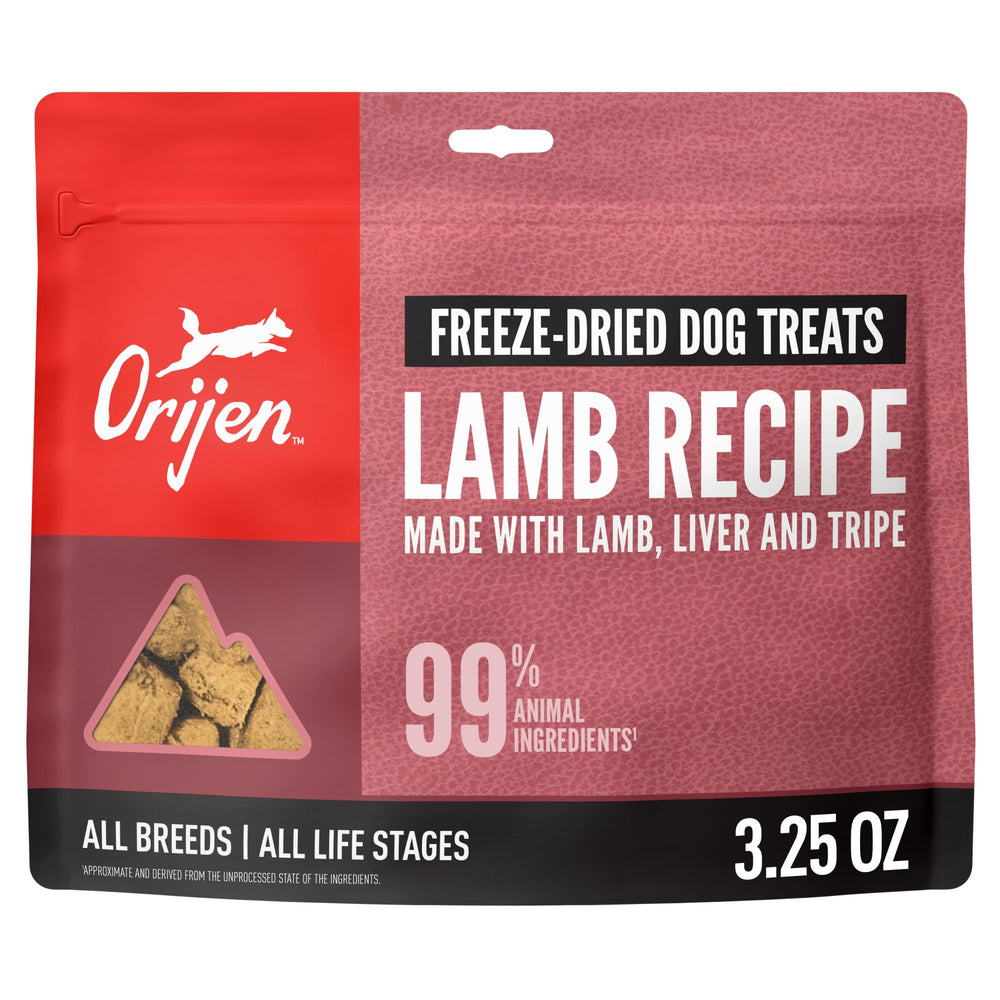 ORIJEN Agneau lyophilisée, sac 92 g, récompense pratique et protéinée.