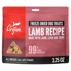 ORIJEN Agneau lyophilisée, sac 92 g, récompense pratique et protéinée.