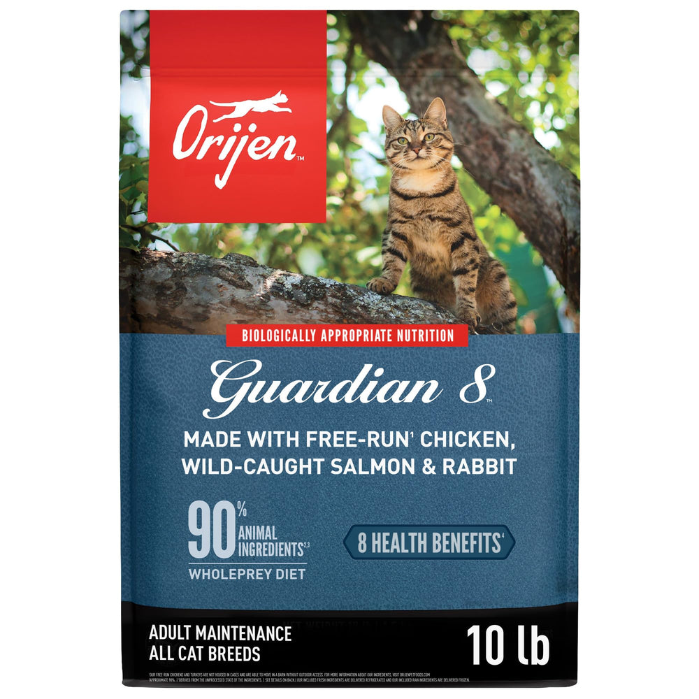 ORIJEN Guardian 8 croquettes sans grains pour chat, nutrition riche et savoureuse.