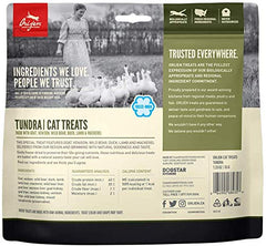 Ingrédients ORIJEN TUNDRA pour chat, protéines complètes et saveurs variées.