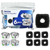 Filtre pompe ORSDA noir, six pièces, compatible fontaine animaux et prolonge la pompe.