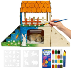 OtterPets Grand Abri Lapin en bois, structure robuste pour repos et jeux.