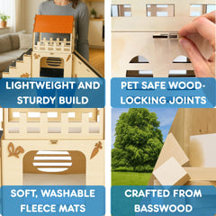 OtterPets maison lapin bois sûr : habitat durable pour intérieur