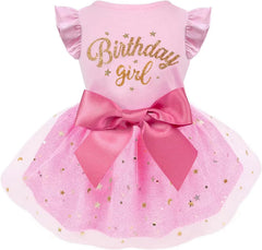 Robe Otunrues pour chien en rose avec paillettes, parfaite pour une fête.