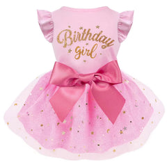 Robe Otunrues pour chien en tulle rose, parfaite pour anniversaire.