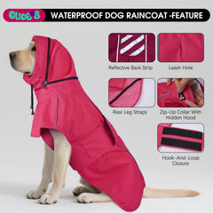OUOBOB imperméable chien XXL — vue arrière, bande réfléchissante pour la sécurité nocturne.