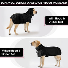 OUOBOB manteau imperméable chien XL avec capuche cachée et zip pour un style épuré.