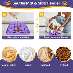 OurMiao tapis-reniflement chien violet-02: stimulation olfactive et distraction pendant le toilettage.
