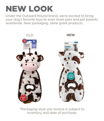 Outward Hound Cuddle Tugs peluche vache à deux sifflets intégrés