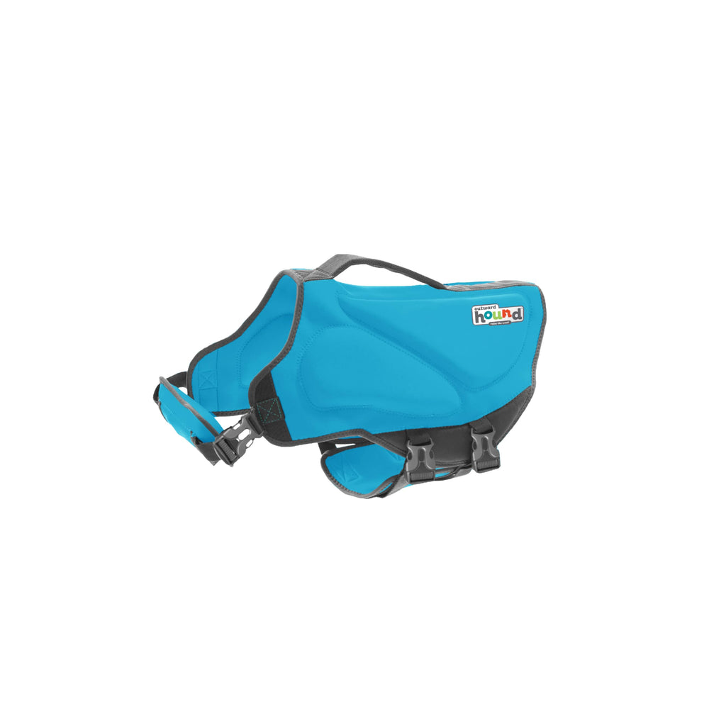 Gilet Dawson d'Outward Hound bleu pour chien assurant flottabilité et confort pendant la natation.