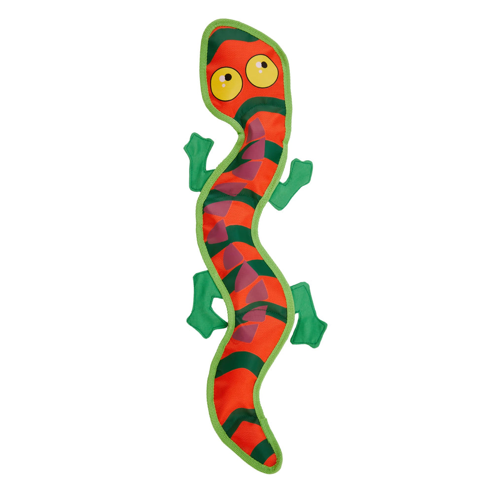 Outward Hound Fire Biterz Gecko face-firehose : jouet robuste pour jeux actifs et durables.