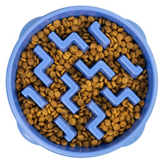 Bol lent Outward Hound Fun Feeder Slo Bowl bleu, capacité 4 tasses pour grands chiens