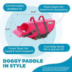 Gilet Outward Hound Granby Splash Pink, poignée de sauvetage avant, assistance lors des sorties.