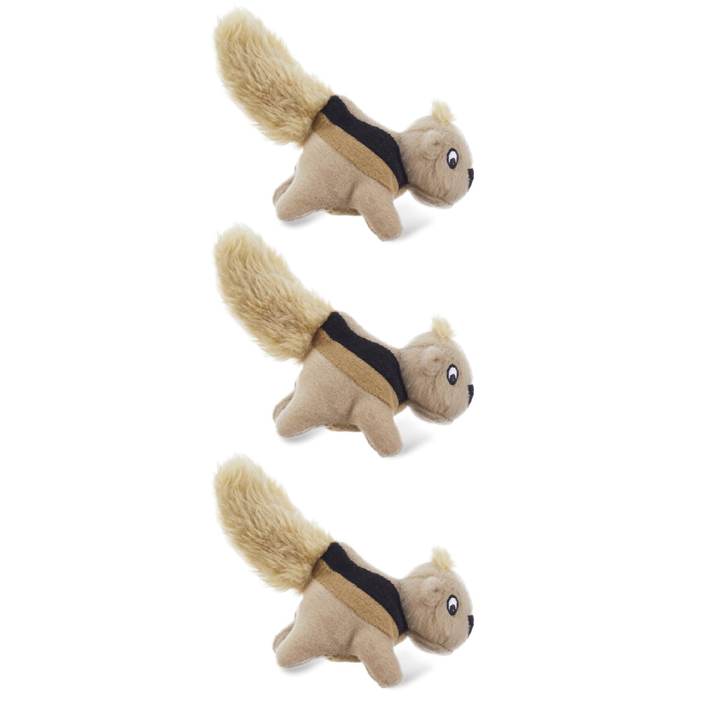 Outward Hound Squeakin Squirrels – trio de peluches pour chiots, divertissement durable.