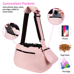 Ownpets sling poche frontale rose, rangement rapide pour friandises et clés.