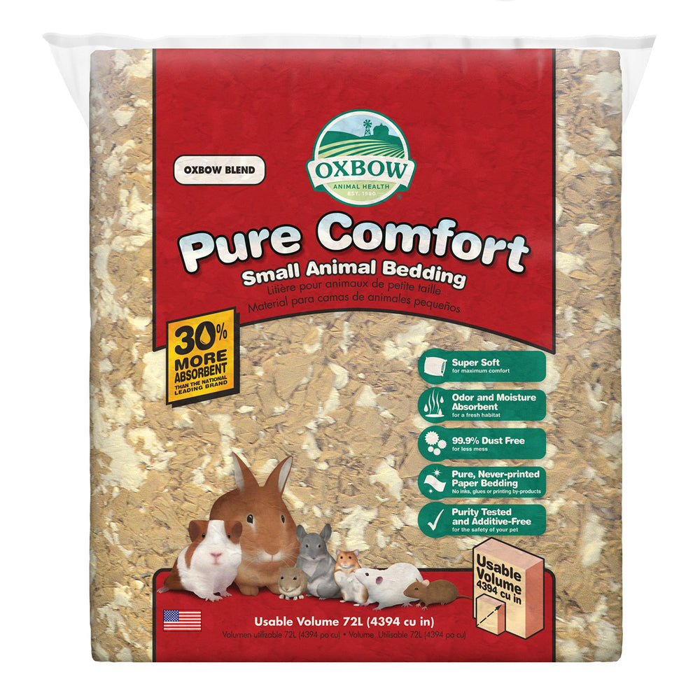 Oxbow Confort Pur: papier non imprime, couchage doux et sur pour petits animaux.
