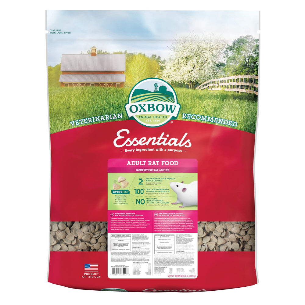 Oxbow Essentials – pellets rat adulte pour nutrition équilibrée et pratique.
