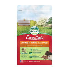 Pellets uniformes Oxbow Essentials pour souris et jeunes rats, nutrition complète à chaque bouchée.