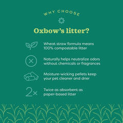 Oxbow litière sans poussière, nettoyage plus agréable.
