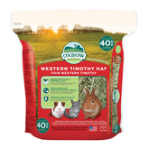Oxbow Timothy Hay emballage 40oz, fraîcheur préservée pour petits animaux.