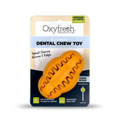 Jouet dentaire Oxyfresh pour chien grand en action lors d'une mastication.