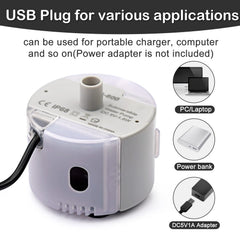 Alimentation USB 5V pour pompe OYES, utilisation polyvalente.