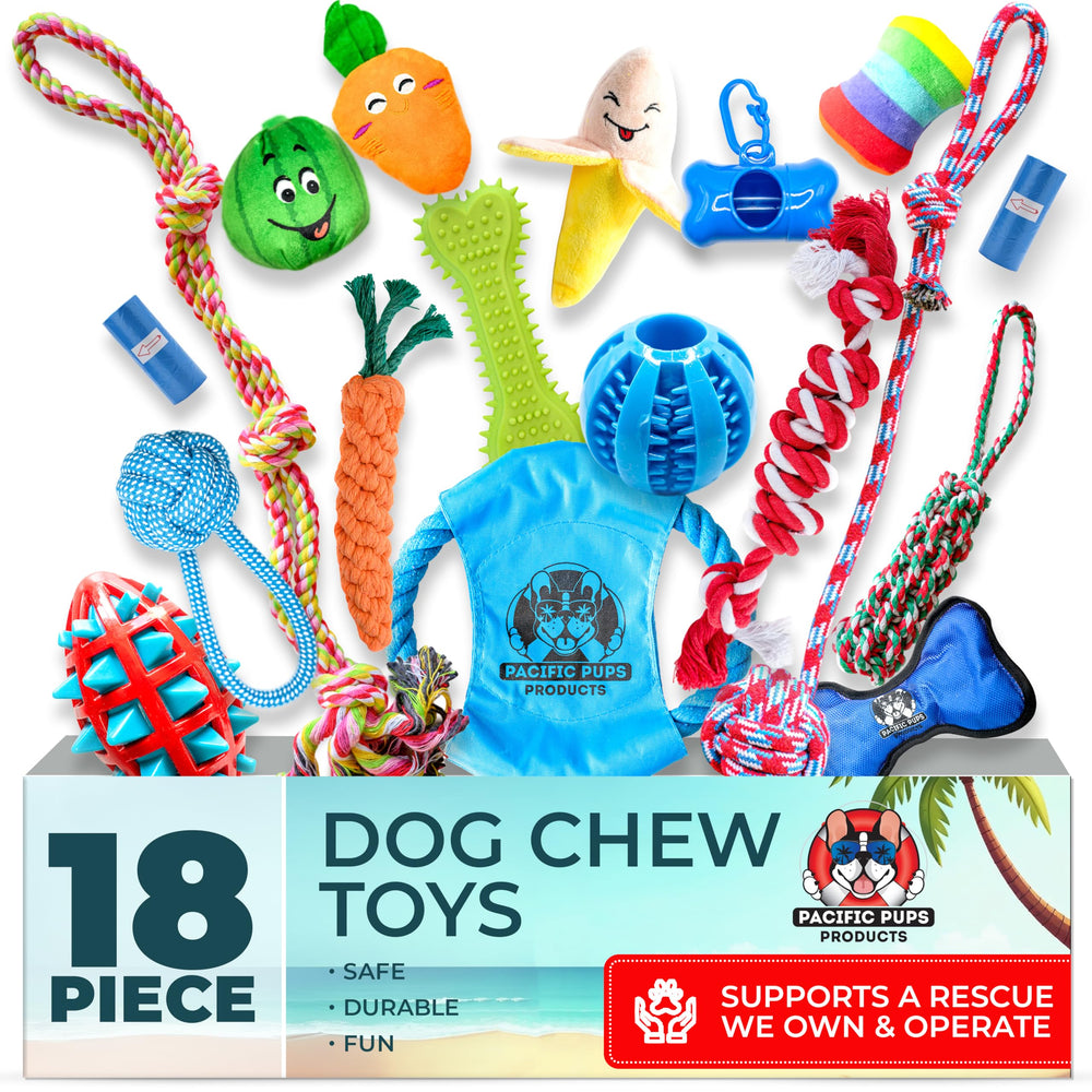 Pacific Pups ensemble de jouets chien 18 pièces pour divertir durablement votre chien.