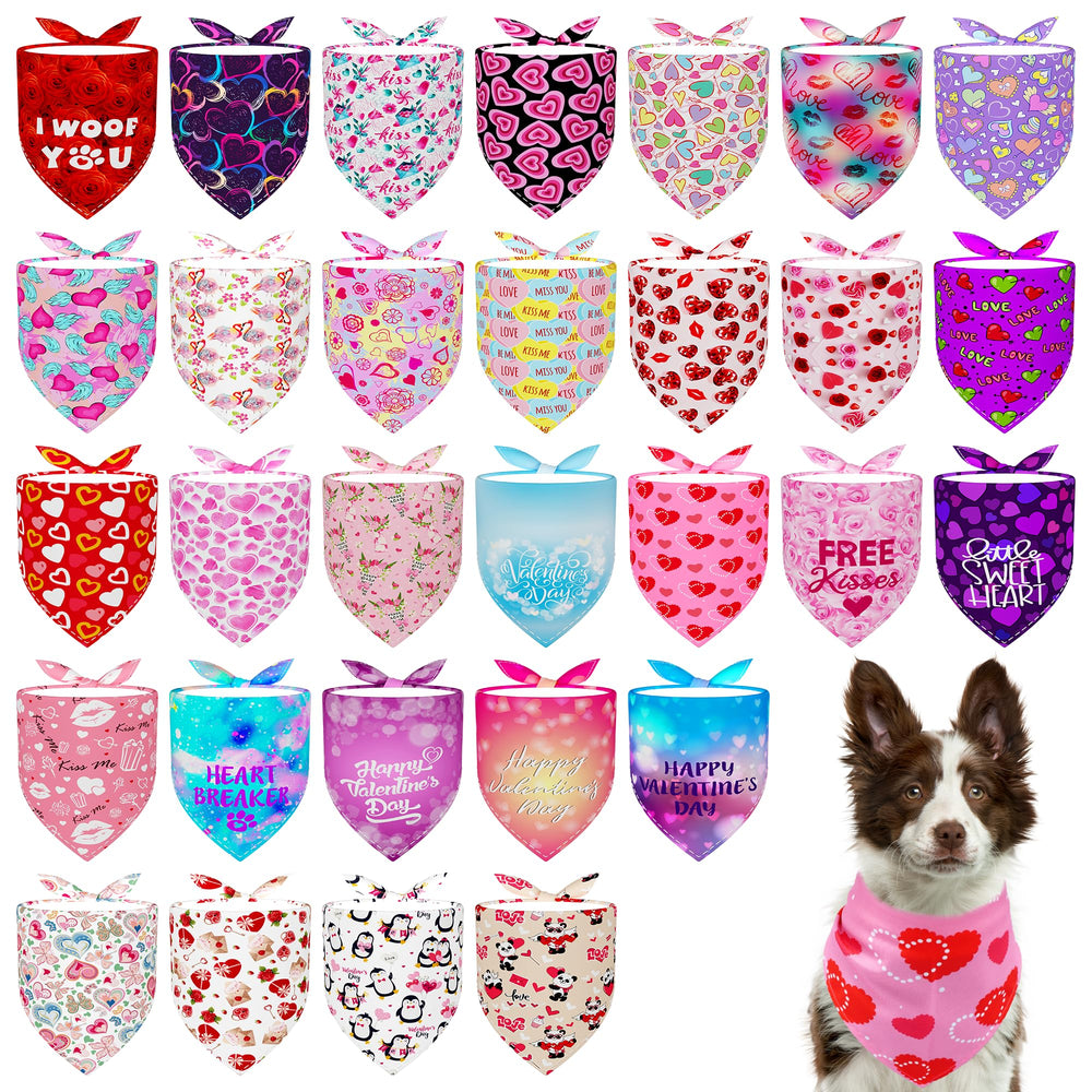Bandana Pai Sence pour gros chien Saint-Valentin, vue frontale, parfait pour séances photo.