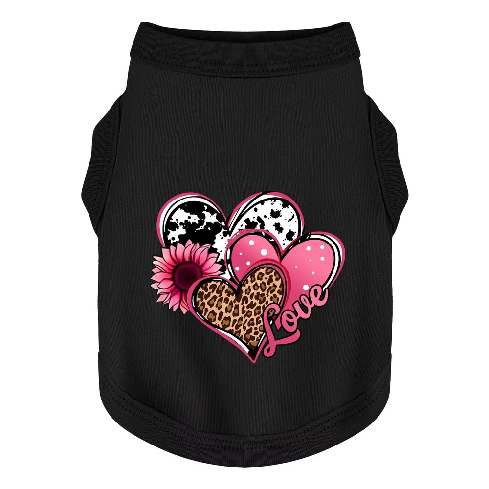 Paiaite haut pour chien en coton doux avec coeurs et amour, confort quotidien.