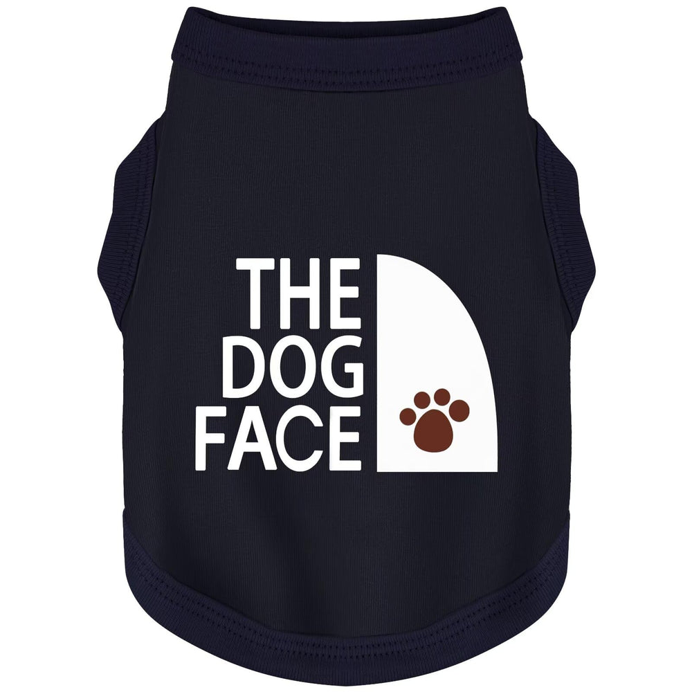 Paiaite impression visage de chien sur tshirt bleu foncé, style ludique pour sorties quotidiennes