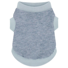 Pull bleu Paiaite pour petits chiens, vue avant, doux et confortable pour sorties fraîches.
